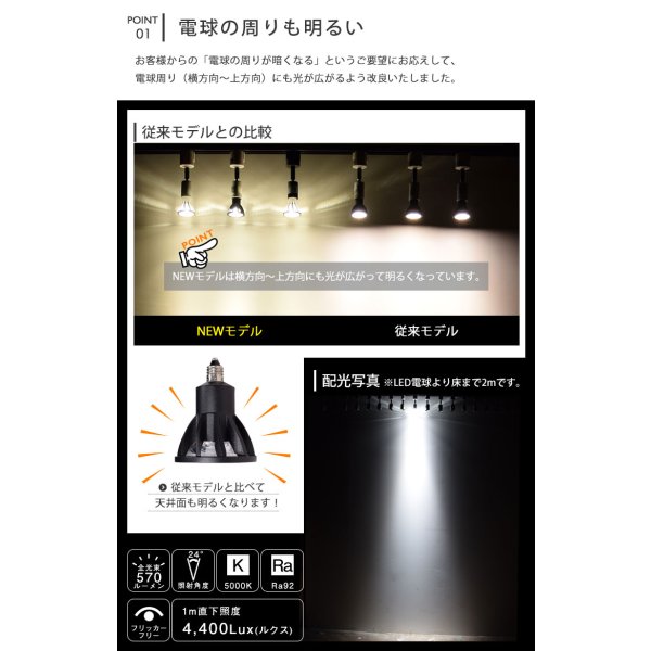 画像5: 【数量限定価格】 LED電球 E11 高演色Ra92 非調光 フリッカーフリー 中角24° Blackモデル 昼白色5000K 570lm 7W(ダイクロハロゲン60W相当) JDRφ50タイプ