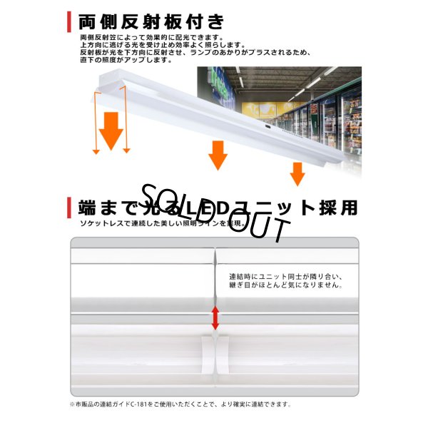画像4: 【3年保証】LEDベースライト 蛍光灯 40W型 2灯相当 32.5W 5200lm 笠付トラフ型 傘付き 器具一体型 直管タイプ 天井直付け 高輝度 演色性Ra84 昼白色(5000K)/昼光色(6000K) 照射角度180° 薄型 フリッカーフリー ノイズレス 同梱不可