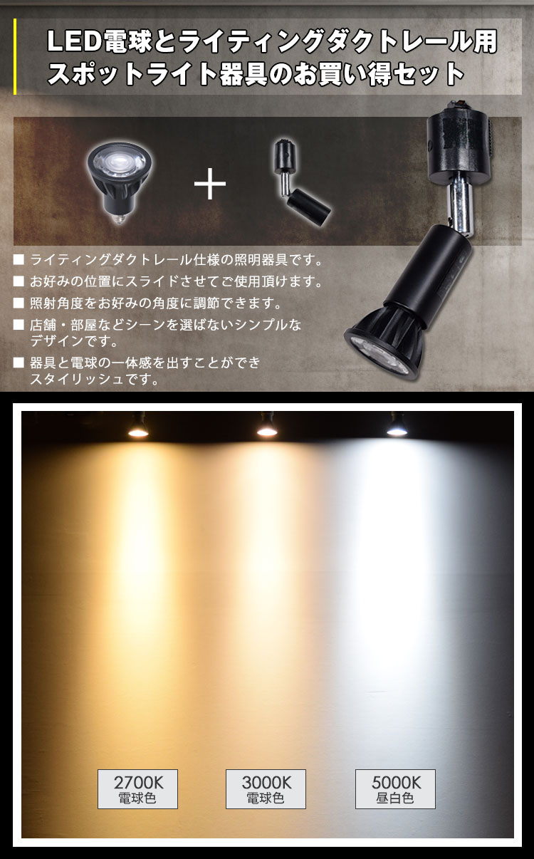 LED電球とライティングダクトレール用スポットライト器具のお買い得セット