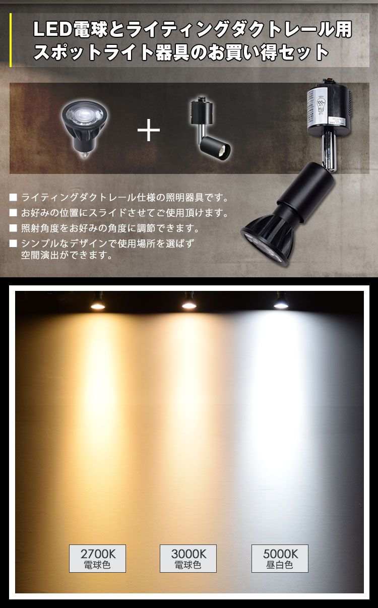 LED電球とライティングダクトレール用スポットライト器具のお買い得セット