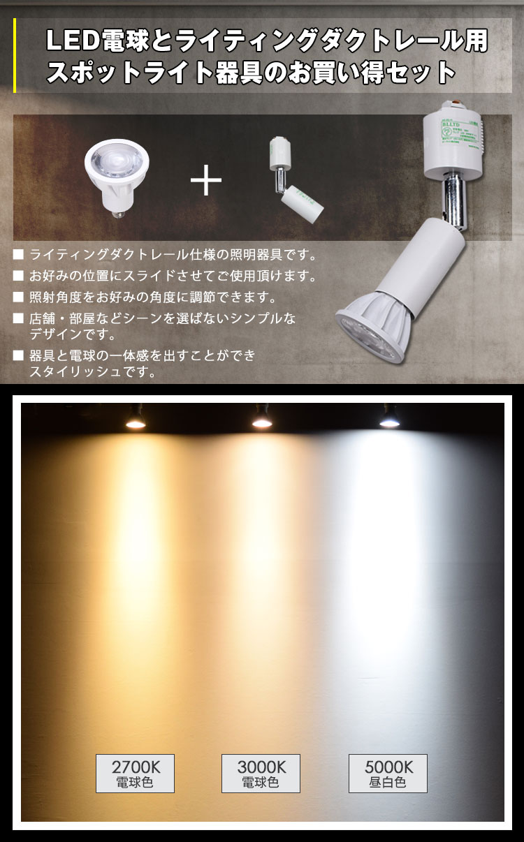LED電球とライティングダクトレール用スポットライト器具のお買い得セット