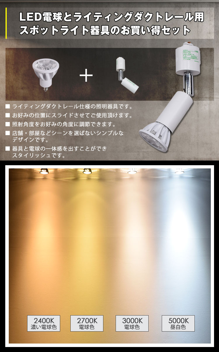 LED電球とライティングダクトレール用スポットライト器具のお買い得セット