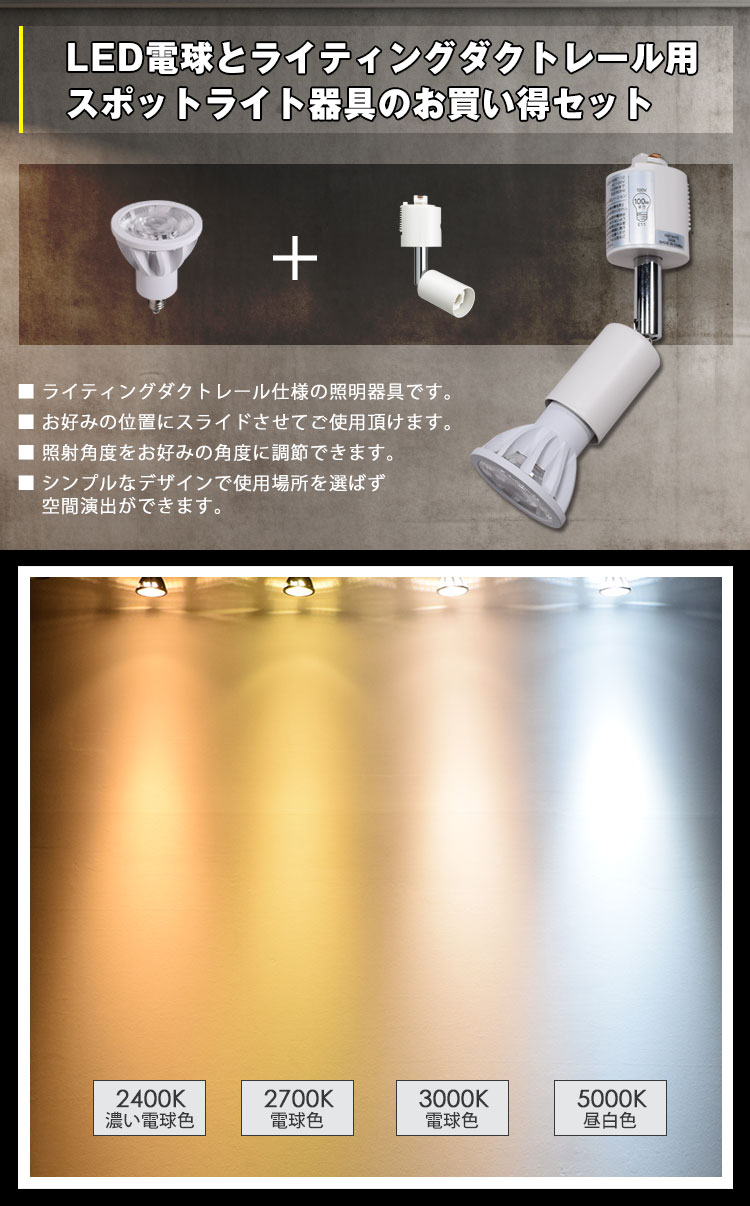 LED電球とライティングダクトレール用スポットライト器具のお買い得セット