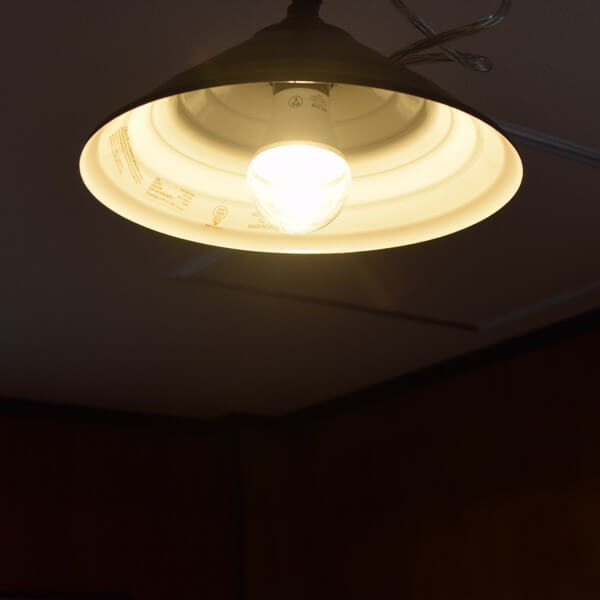 BeeLIGHTのLED電球「BD-0726-IP65 Clear-WW」の商品画像。実際の点灯イメージ。