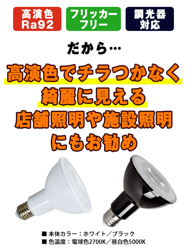 BeeLiGHTのLED電球「BH-1226NC-BK-WW-Ra92」の特徴。