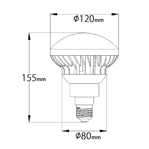 BeeLIGHTのLED電球「BH-1526B-BK-WW-Ra92」の姿図。