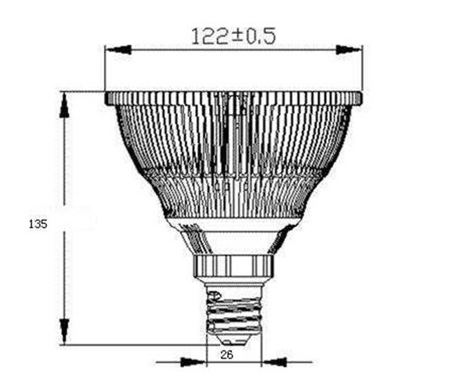 BeeLIGHTのLED電球「BH-2026H2Ra94」の姿図。