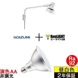 画像1: 【防雨型エクステリアライト用器具セット】 LEDビーム電球 口金E26 【高演色 クラス2】 【演色AA】 高演色Ra92 非調光 フリッカーフリー ノイズレス 防塵 防水 仕様 IP65 昼白色5000K 15Ｗ ビーム球160Ｗ相当 ビーム角度120° PAR38 + コイズミ XUE941152 器具セット 2年保証 工事必要 同梱不可【送料無料対象外商品】