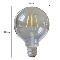 画像5: LED電球 E26 フィラメント電球 エジソン電球 エジソン球 ボール形 4W 360lm 濃い電球色(2100K) 白熱電球30W相当 クリアタイプ 1年保証