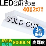 画像: 【即納】【3年保証】LEDベースライト 蛍光灯 40W型 2灯相当 50W 8000lm 笠付トラフ型 傘付き 器具一体型 直管タイプ 天井直付け 高輝度 演色性Ra84 昼白色(5000K)/昼光色(6000K) 照射角度180° 薄型 フリッカーフリー ノイズレス 同梱不可