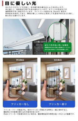 画像5: 【3年保証】LEDベースライト 蛍光灯 40W型 2灯相当 50W 8000lm 笠付トラフ型 傘付き 器具一体型 直管タイプ 天井直付け 高輝度 演色性Ra84 昼白色(5000K)/昼光色(6000K) 照射角度180° 薄型 フリッカーフリー ノイズレス 同梱不可
